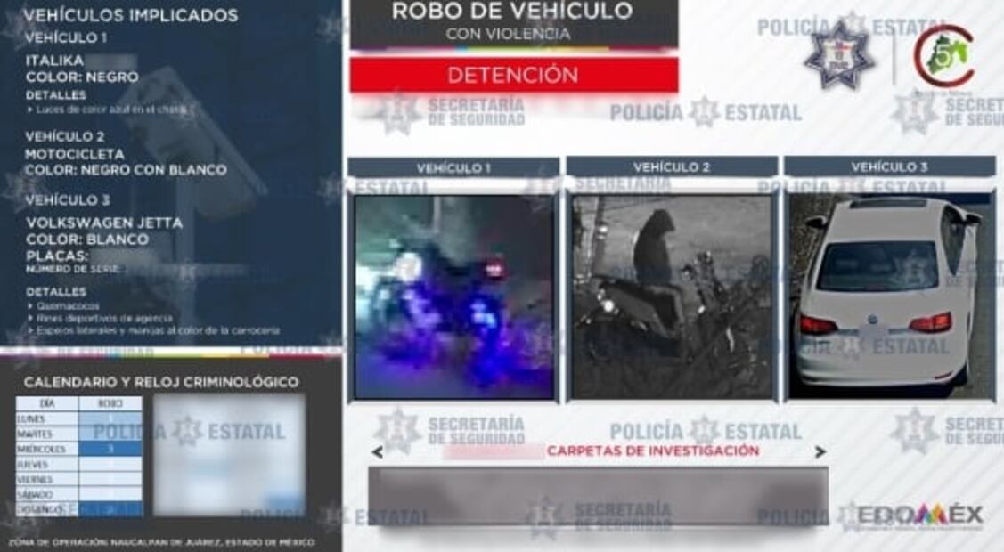 Cae pareja de presuntos ladrones, relacionada a robo de 18 autos en el Edomex