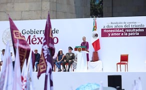 La presidenta Claudia Sheinbaum Pardo en el informe de “rendición de cuentas” a dos años de su triunfo electoral, realizado en el Monumento a la Revolución (31/05/2026). Foto: Hugo Salvador/ EL UNIVERSAL