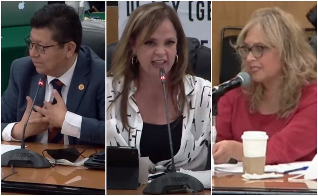 Rubén Cayetano, Lorena Villavicencio y Ángeles Huerta, todos legisladores de Morena, se confrontaron esta tarde. Foto: Captura de pantalla