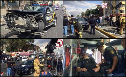 Choca patrulla en Serapio Rendón; hay cuatro heridos