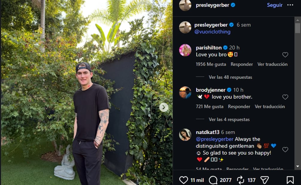 Esta fue la última publicación de Presley Gerber en Instagram. Foto: Captura de pantalla