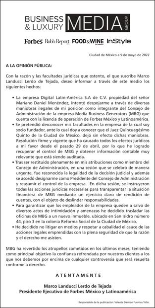 Business Luxury Media Aviso