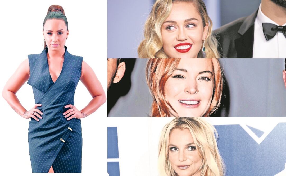 Demi Lovato, Miley Cyrus, Lindsay Lohan y Britney Spears (FOTOS: ARCHIVO EL UNIVERSAL)