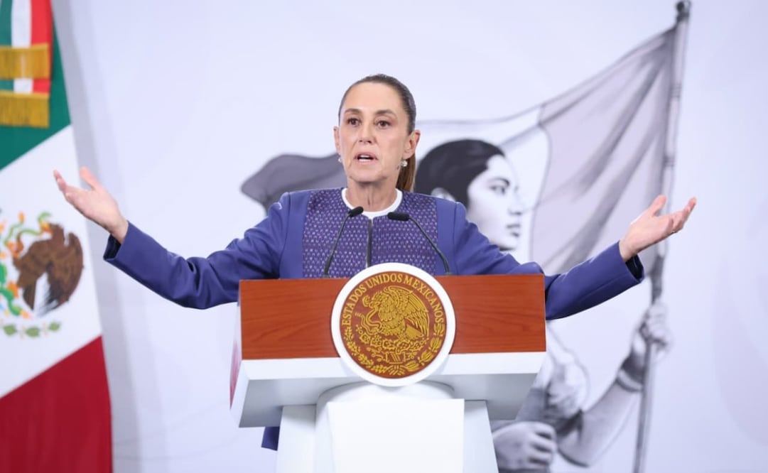 Presidenta Claudia Sheinbaum durante su conferencia de prensa matutina desde Palacio Nacional este martes 24 de marzo de 2026. Foto: Luis Camacho/ EL UNIVERSAL