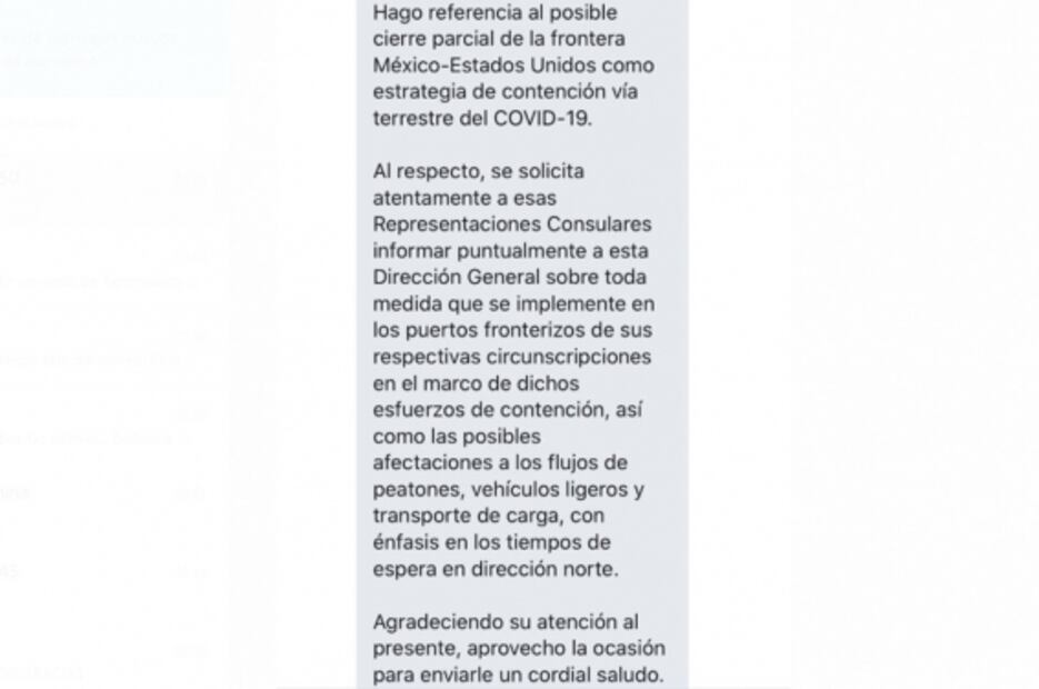 Pide SRE a consulados estar atentos ante posible cierre de frontera con EU