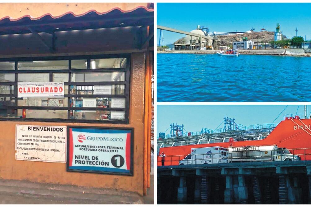 Autoridades de Profepa pusieron los sellos de clausura en las instalaciones de Apiguay, tras el derrame de 3 mil litros de ácido sulfúrico al mar de Cortés. Foto/AMALIA ESCOBAR. EL UNIVERSAL
