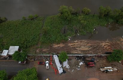 Se desborda río en Tabasco e inunda poblaciones; protegen Villahermosa con costales de arena