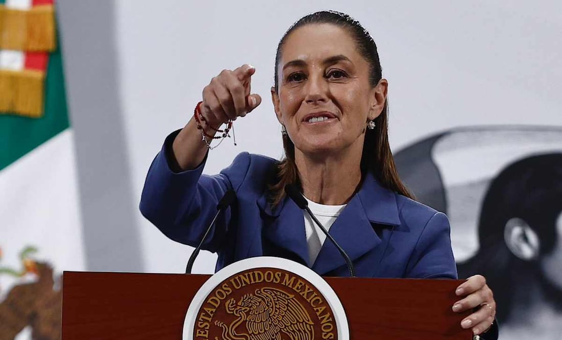 Claudia Sheinbaum, presidenta de México, durante la mañanera del 6 de octubre del 2025. Foto: Berenice Fregoso / EL UNIVERSAL
