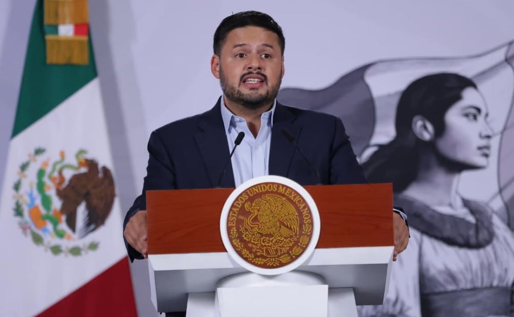 Sebastián Ramírez, titular de Fonatur, durante la conferencia de prensa de la presidenta Claudia Sheinbaum desde Palacio Nacional (30/07/2026). Foto: Fernanda Rojas / EL UNIVERSAL