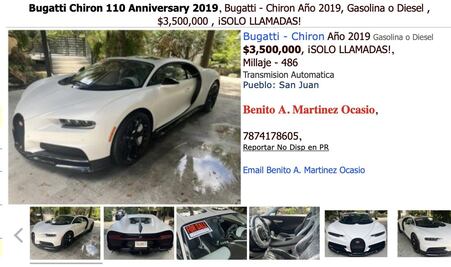 Bad Bunny pone a la venta su Bugatti Chiron edición especial