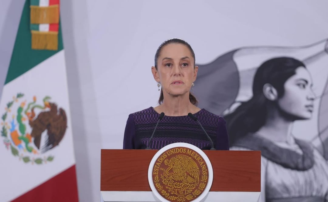 Presidenta Claudia Sheinbaum durante su conferencia de prensa desde Palacio Nacional (24/04/2026). Foto: Gabriel Pano / EL UNIVERSAL