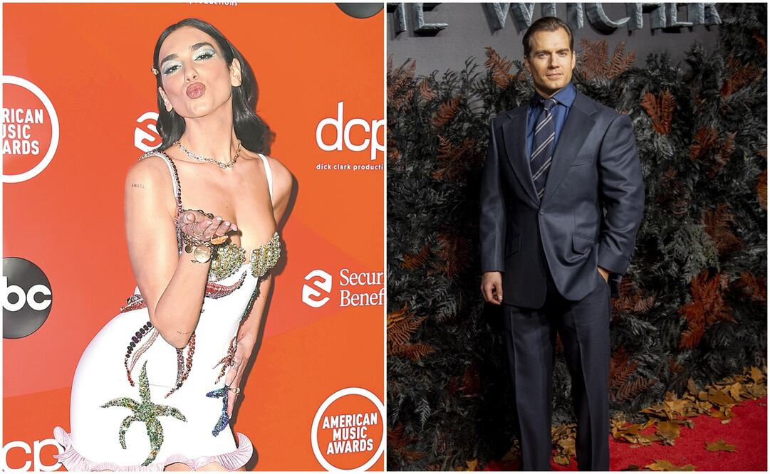 Dua Lipa y Henry Cavill. Fotos: AFP y Archivo