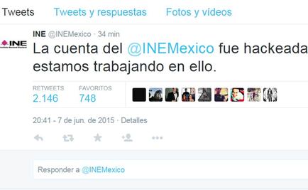 Hackean el twitter del INE