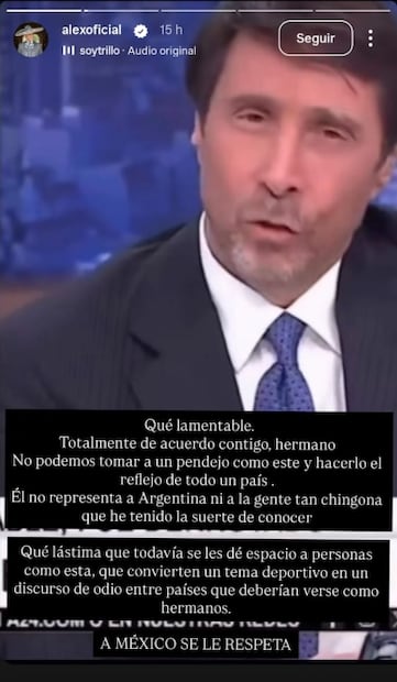 "El Potrillo" no se quedó callado ante los insultos que recibieron los mexicanos. Foto: Instagram.