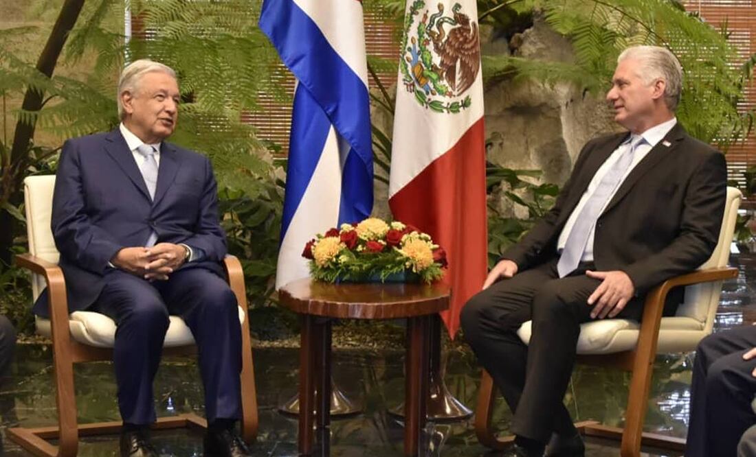 Miguel Díaz-Canel Bermúdez y Andrés Manuel López Obrador durante la visita del mandatario mexicano al país a Cuba. Foto: @PresidenciaCuba