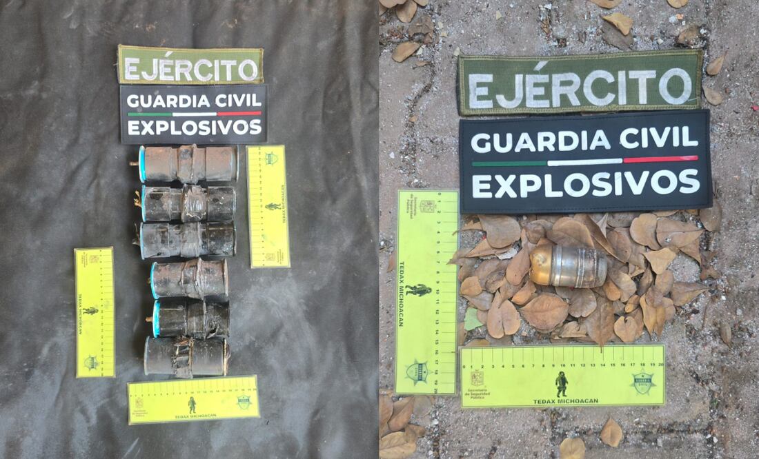 Desactivan 7 explosivos en La Ruana, Michoacán (26/10/2025). Foto: Especial