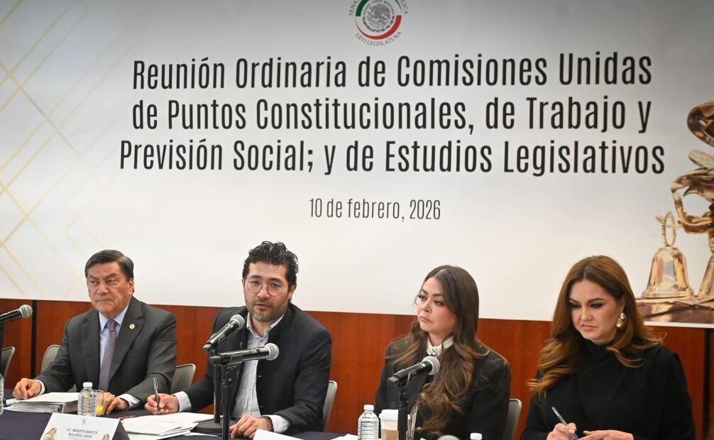 Marath Baruch Bolaños López, secretario del Trabajo y Previsión Social, durante la reunión ordinaria de Comisiones Unidas de Puntos Constitucionales, de Trabajo y Previsión Social, y de Estudios Legislativos de la Cámara de Senadores este 10 de febrero de 2026. Foto: Cuartoscuro