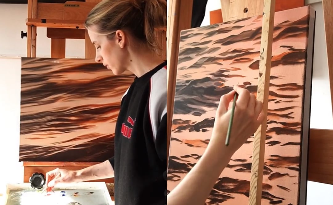 Mujer se viraliza en TikTok por sorprendente técnica para pintar agua. Foto: Captura de pantalla