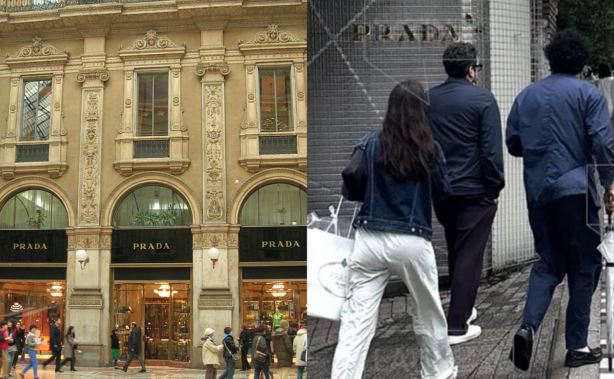 Andy López Beltrán sale de una tienda Prada en el exclusivo barrio de Aoyama, en Tokio, durante su polémico viaje. Foto: Redes sociales