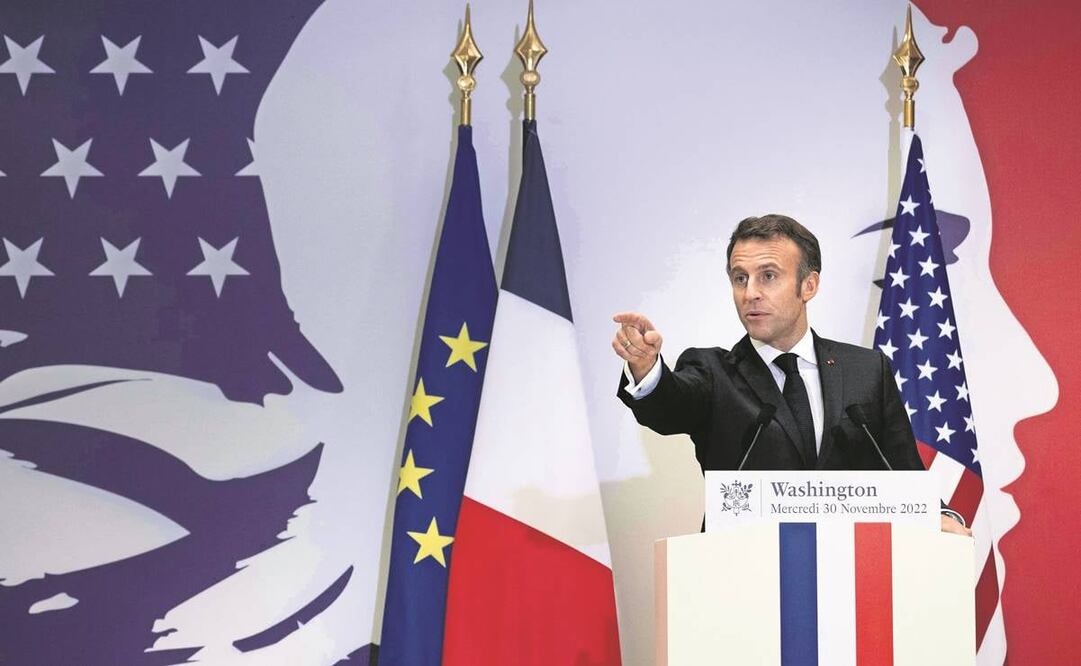 El presidente Emmanuel Macron ayer en la Embajada de Francia, en Washington. Foto: Brendan Smialowski/AFP