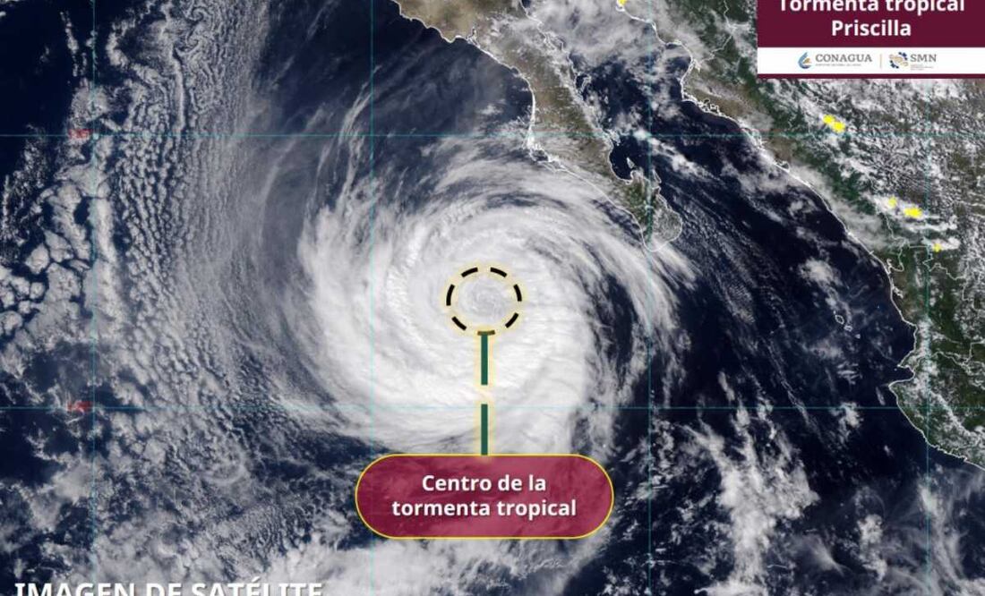 Emiten alerta por oleaje de hasta 6 metros y tormentas en BCS por huracán “Priscilla”. Foto: SMN