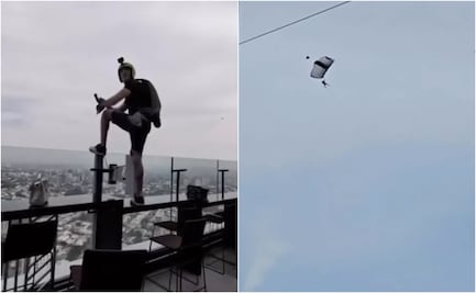 Hombre salta en paracaídas desde rascacielos de Guadalajara sin autorización y desata polémica; sitio fue clausurado