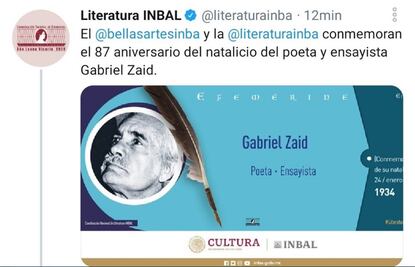 INBAL comete otro error, rinde homenaje a Gabriel Zaid con foto de Tomás Segovia