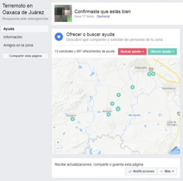 Facebook activa alerta en México tras sismo de 7.2 en Pinotepa