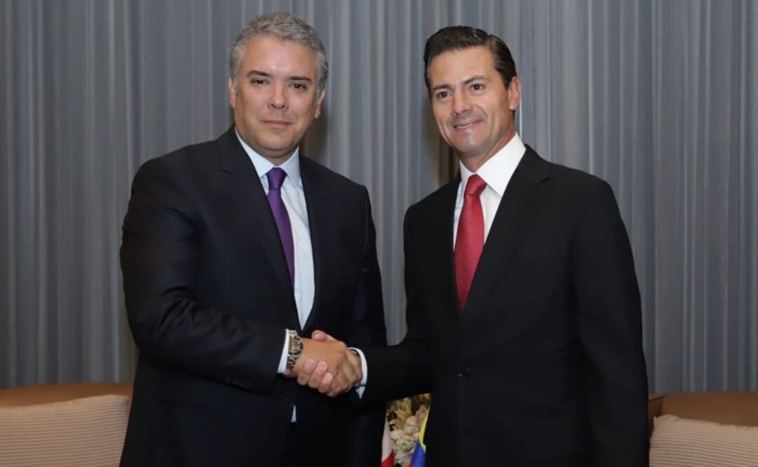 El presidente Peña Nieto sostuvo un encuentro por la mañana con el mandatario electo de Colombia. Foto: Twitter @IvanDuque