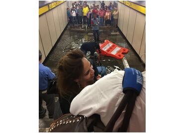 Reportan encharcamiento en estación La Raza de L-5