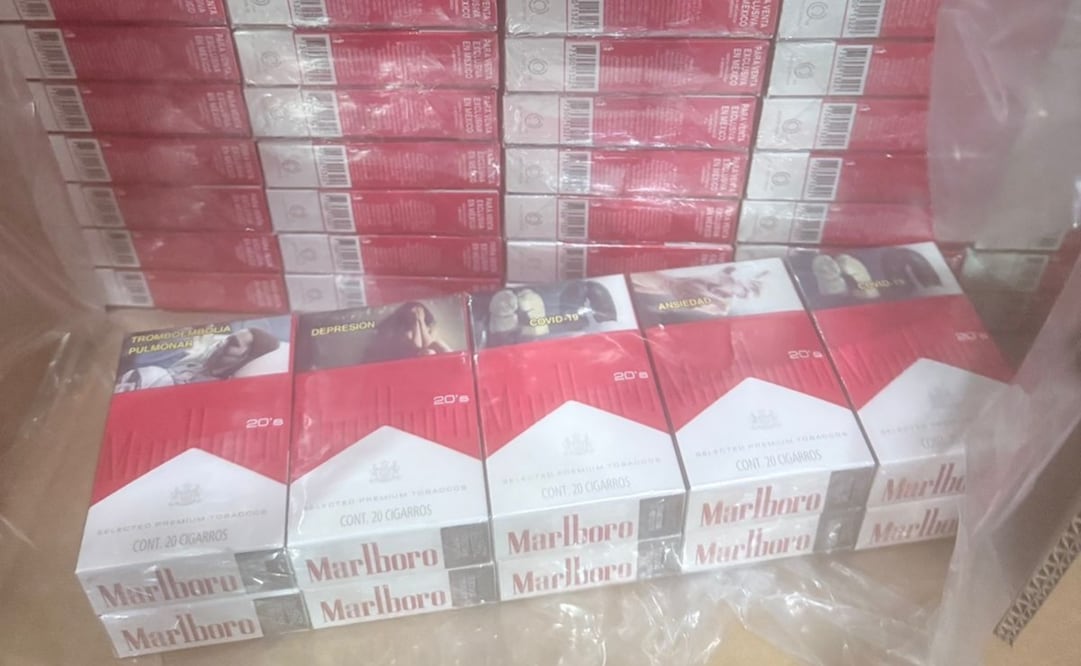 Marina asegura cuatro toneladas y media de cigarrillos en el AICM. Foto: especial