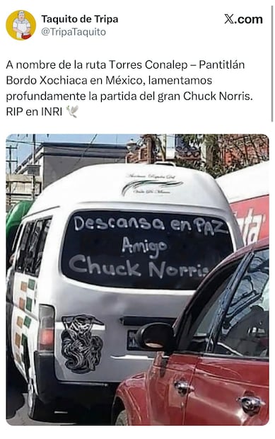 Imágenes de despedida para Chuck Norris en redes sociales. Foto: X
