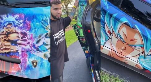 Anuel AA presume su Lamborghini pintado de Dragon Ball Z que brilla en la obscuridad