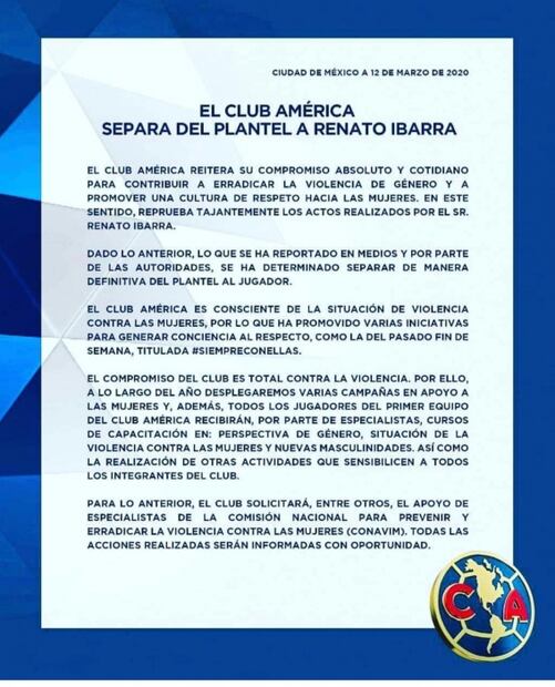 Renato Ibarra, separado del plantel, aparece como jugador del América