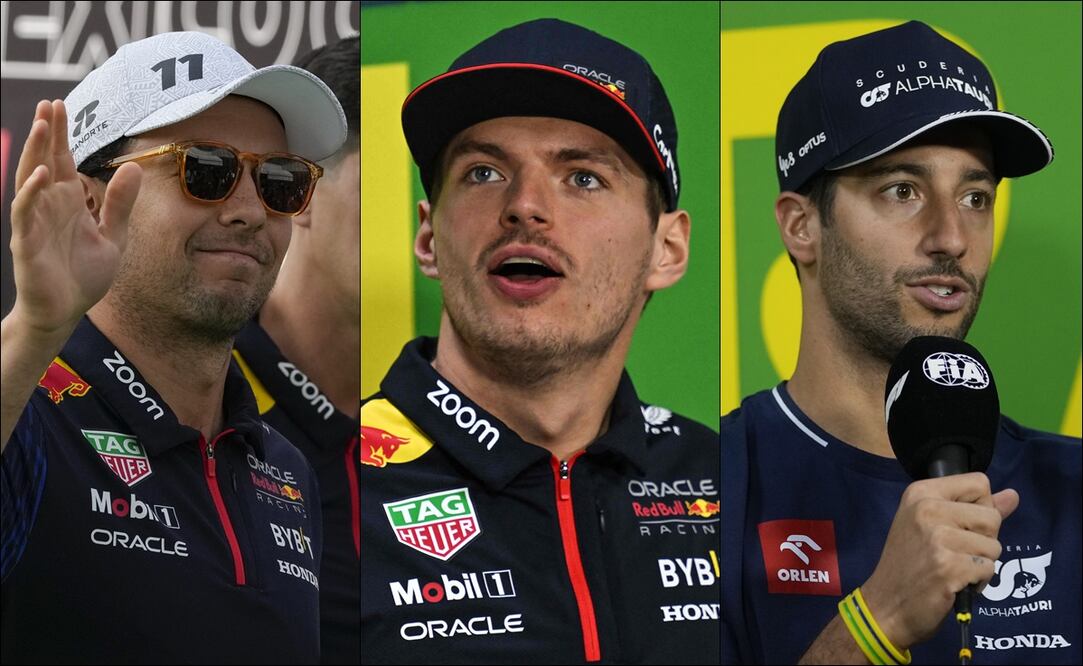 checo Pérez,Max Verstappen y Daniel Ricciardo - Foto: Especial
