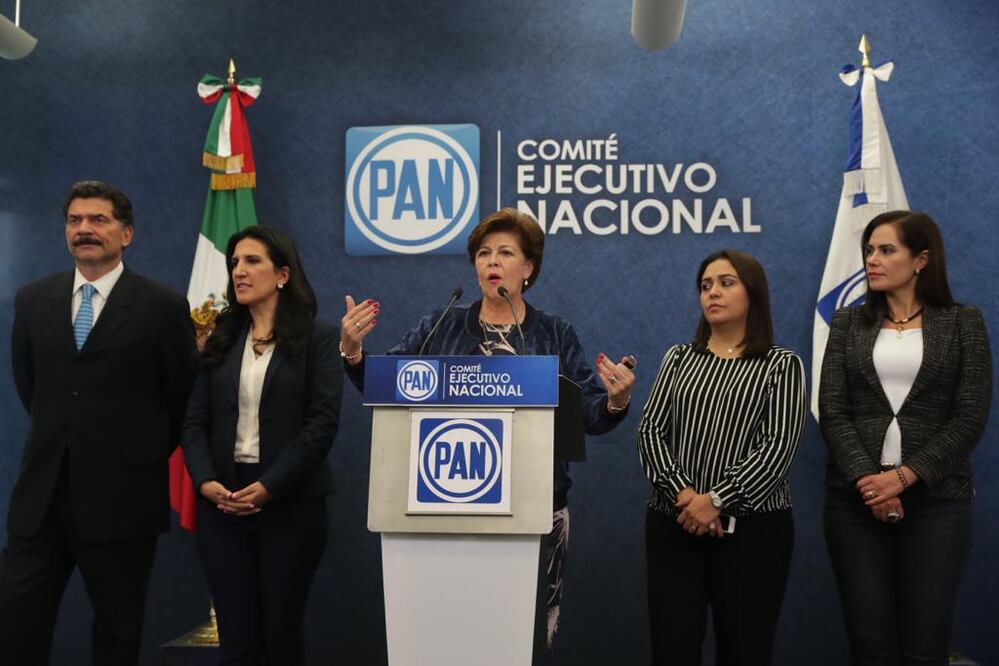 La presidenta de la CONECEN, Cecilia Romero, en conferencia de prensa en el CEN del PAN. FOTO: Luis Cortés