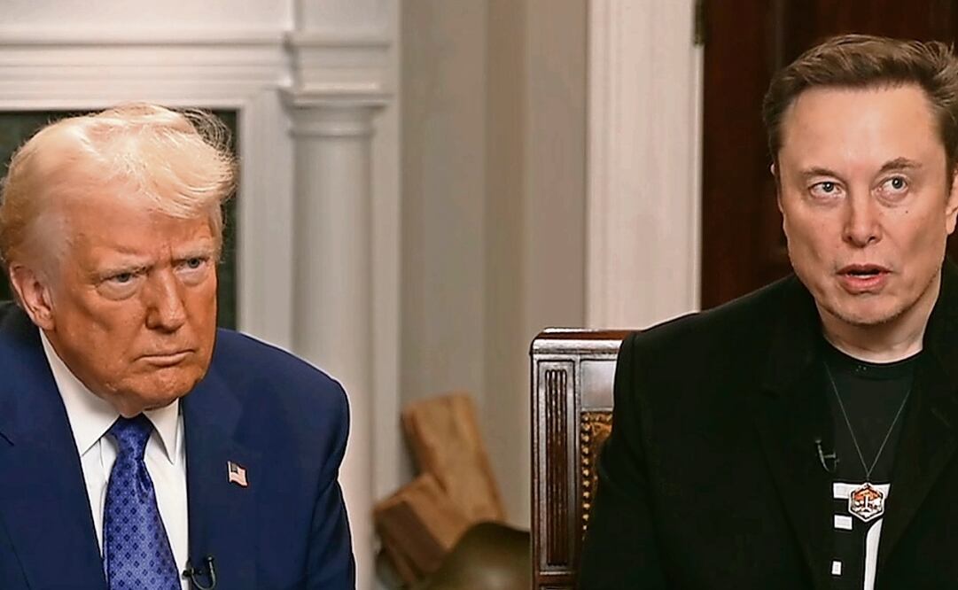 Donald Trump, mandatario estadounidense, con Elon Musk, dueño de X. Foto: Tomada de video