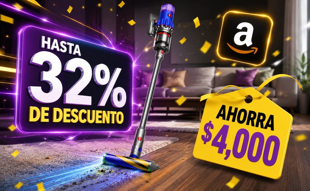 Gracias a la promoción de Amazon México, esta aspiradora Dyson puede adquirirse con un descuento de hasta 32%, lo que significa un ahorro aproximado de 4 mil pesos. Foto: IA