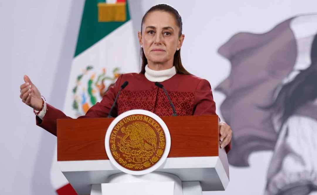 La presidenta Claudia Sheinbaum durante la mañanera del 12 de enero del 2026. Foto: Diego Simón / EL UNIVERSAL