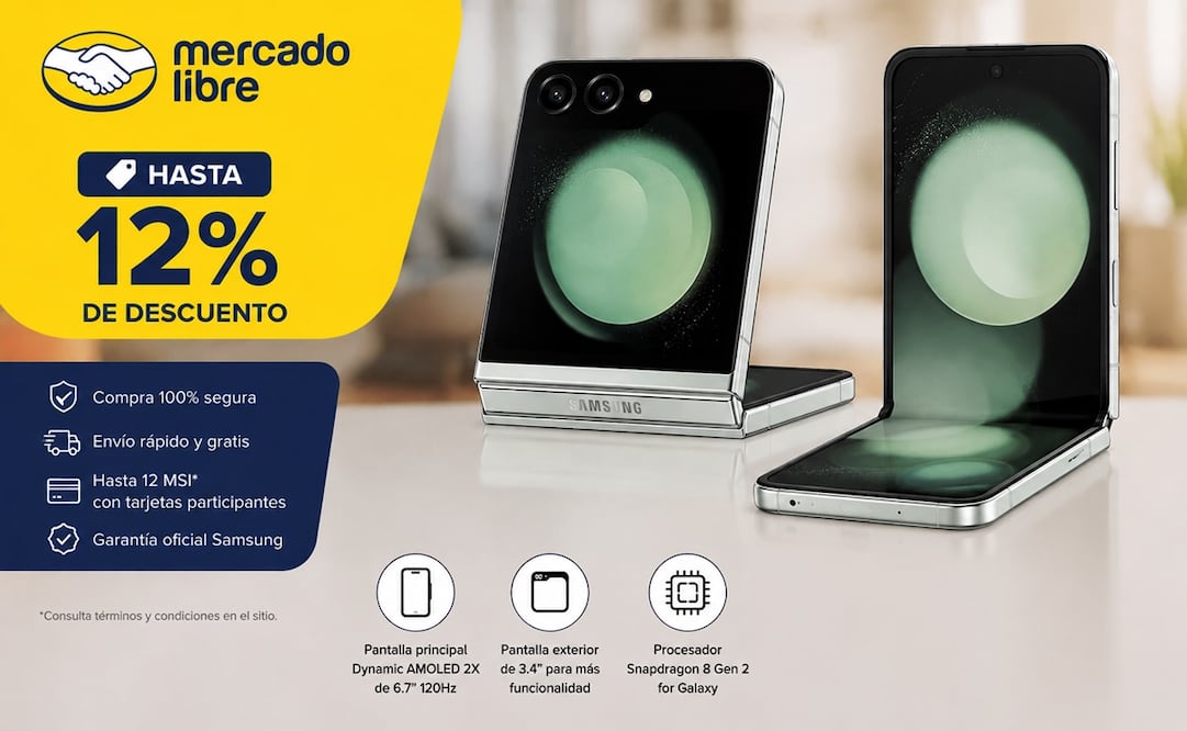El Samsung Galaxy Z Flip5 5G de 512 GB es uno de los smartphones plegables más avanzados de la marca surcoreana, destacando por su diseño compacto, potencia de alto nivel y funciones que aprovechan al máximo su innovador formato. Foto: IA