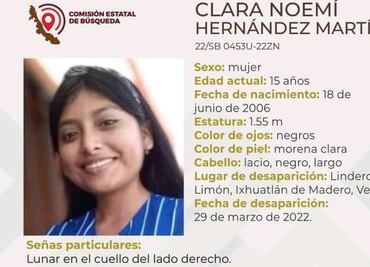 Hallan muerta a Clara Noemí, joven de 15 años desaparecida desde el 29 de marzo en Veracruz