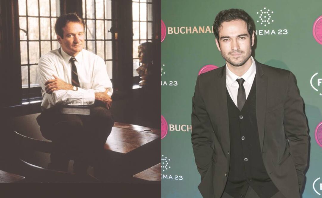 Robin Williams, fallecido en 2014, y Alfonso Herrera, unidos por el profesor John Keating (FOTOS: ARCHIVO EL UNIVERSAL)
