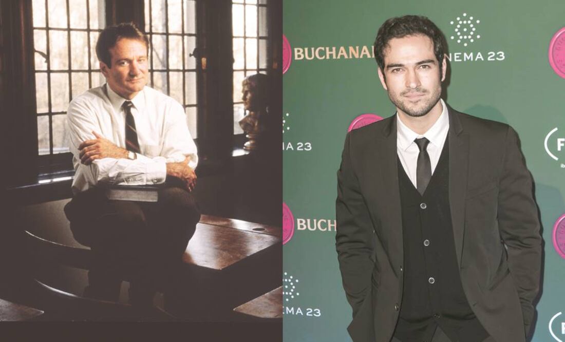 Robin Williams, fallecido en 2014, y Alfonso Herrera, unidos por el profesor John Keating (FOTOS: ARCHIVO EL UNIVERSAL)