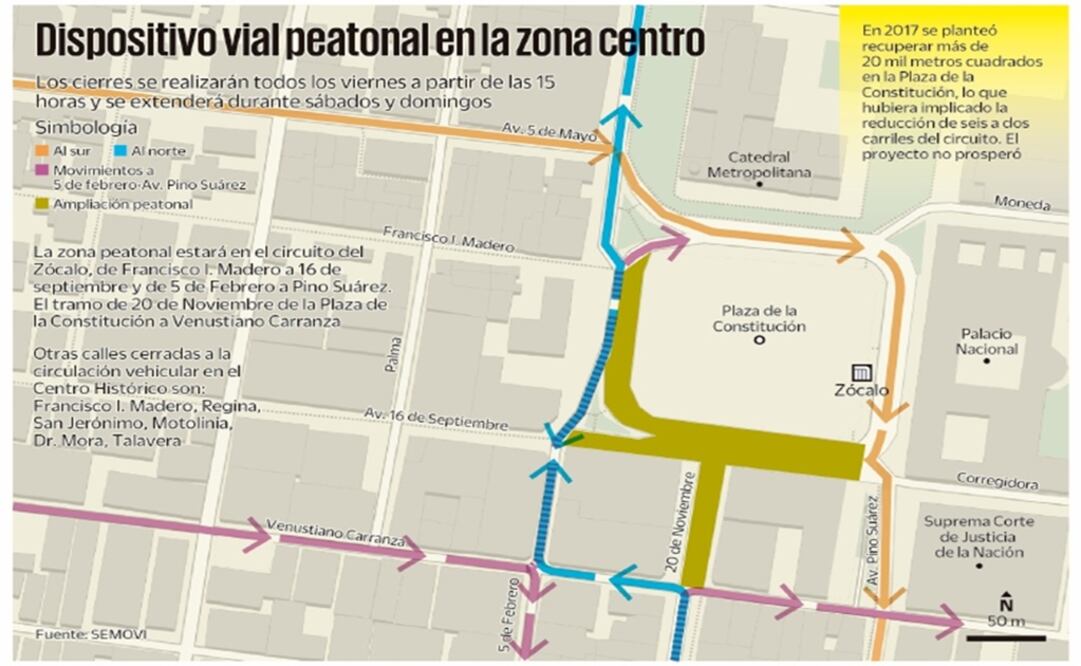 Peatones se adueñarán del Zócalo los fines de semana