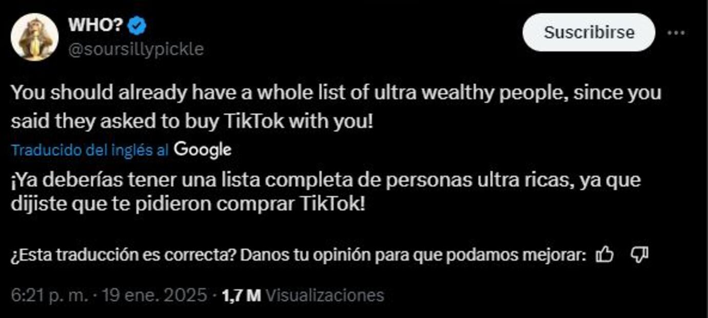 MrBeast critica a “ultra ricos” tras lanzar reto en X. Foto: Captura de pantalla