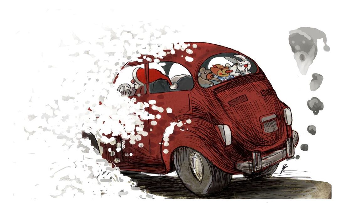 Ilustración de  Boligán para un cuento de Mauricio Montiel Figueiras