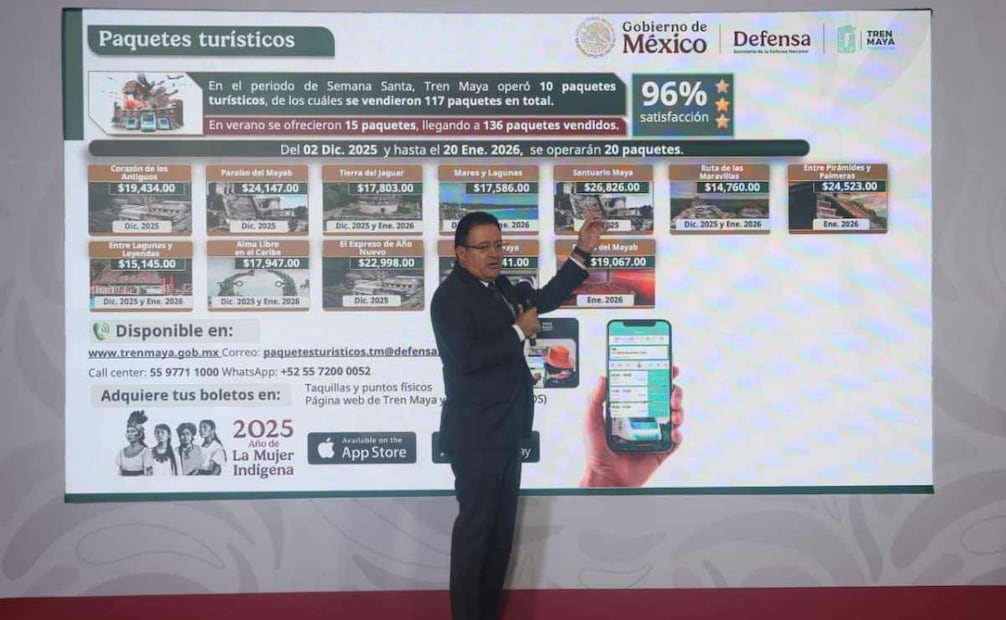 David Lozano Águila, director del Tren Maya, durante la mañanera del 4 de diciembre del 2025. Foto: Luis Camacho / EL UNIVERSAL