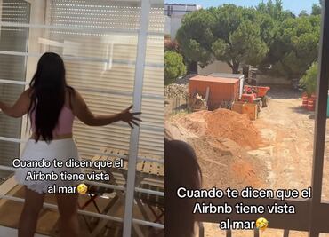 Turistas alquilan departamento con vista al mar y al llegar había una construcción; video se viraliza en TikTok