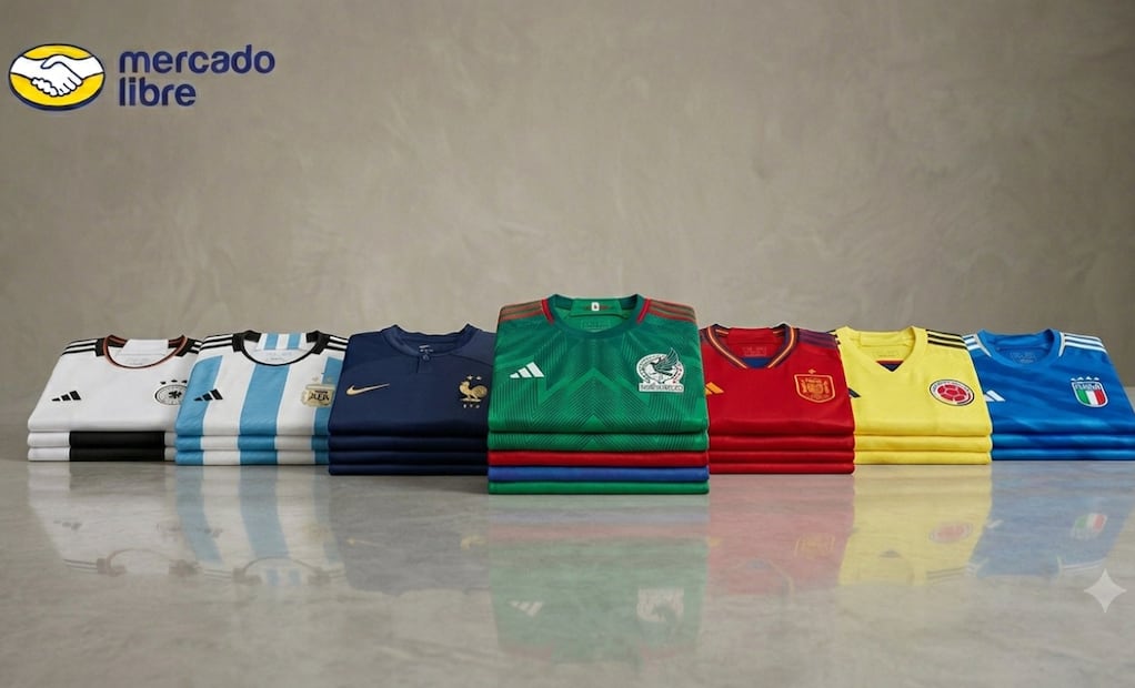 Mercado Libre cuenta con varias jerseys durante el Fan Zone. Foto generada con IA.
