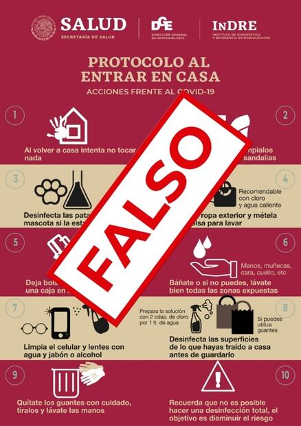Falso, el supuesto protocolo contra coronavirus al entrar a casa: Secretaría de Salud